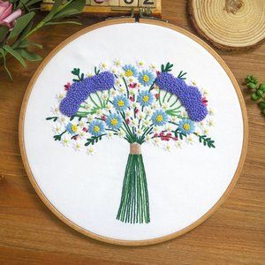 DIY Beginner Embroidery Kit Flowers Boho Decor